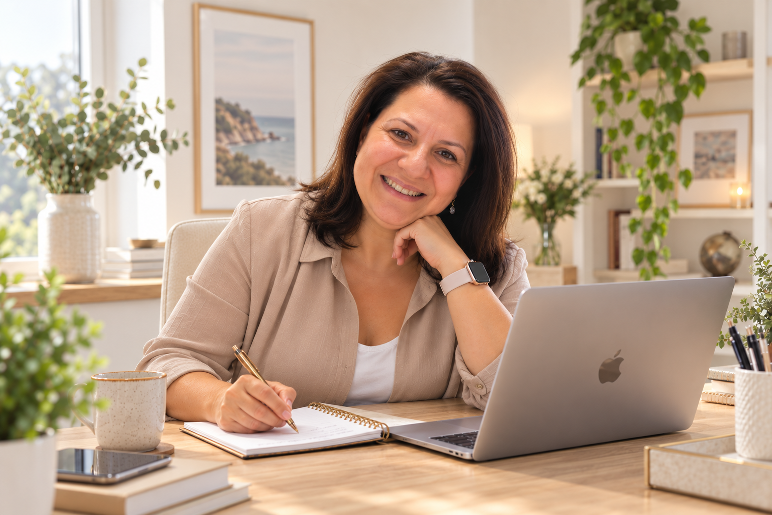 Anabela Grilo working in a welcoming home office